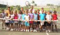 Mayor Lopez and Children on Hill Top Tennis Court (Photo 1 of 5 photo(s)).