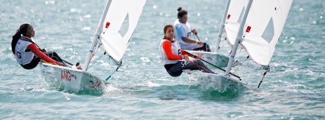 5. Blanca  (center) dueling ANG & PNG in the 2nd race on Sat, Jan 2_ the 8th race of the regattay