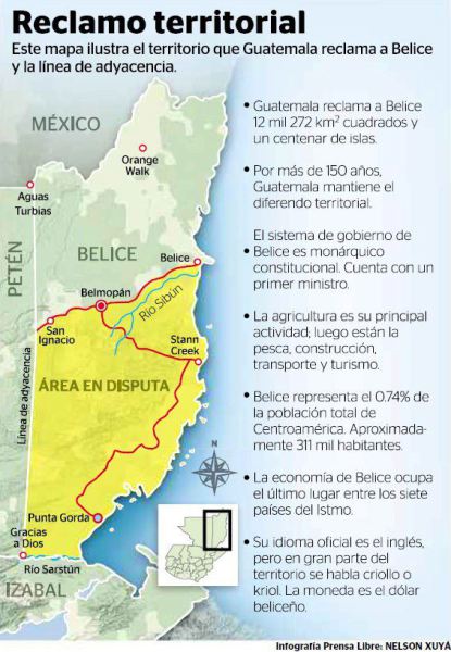 Guatemala Map Showing Disputed Belize Territory 