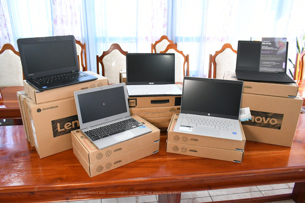 MoECST Receives Donation of Laptops and Chromebooks from Build Belize